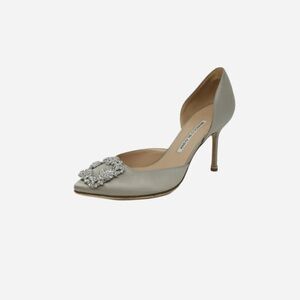 Manolo Blahnik Light Grey Satin Pumps Size 37.5